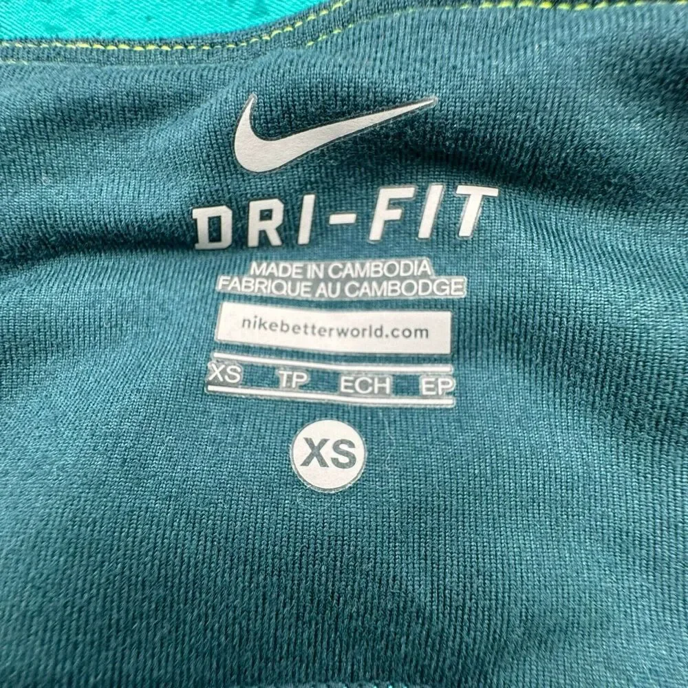NIKE Women's XS Teal Epic Lux Tight Fit Running Capri Pants‎ Leggings zip Pocket